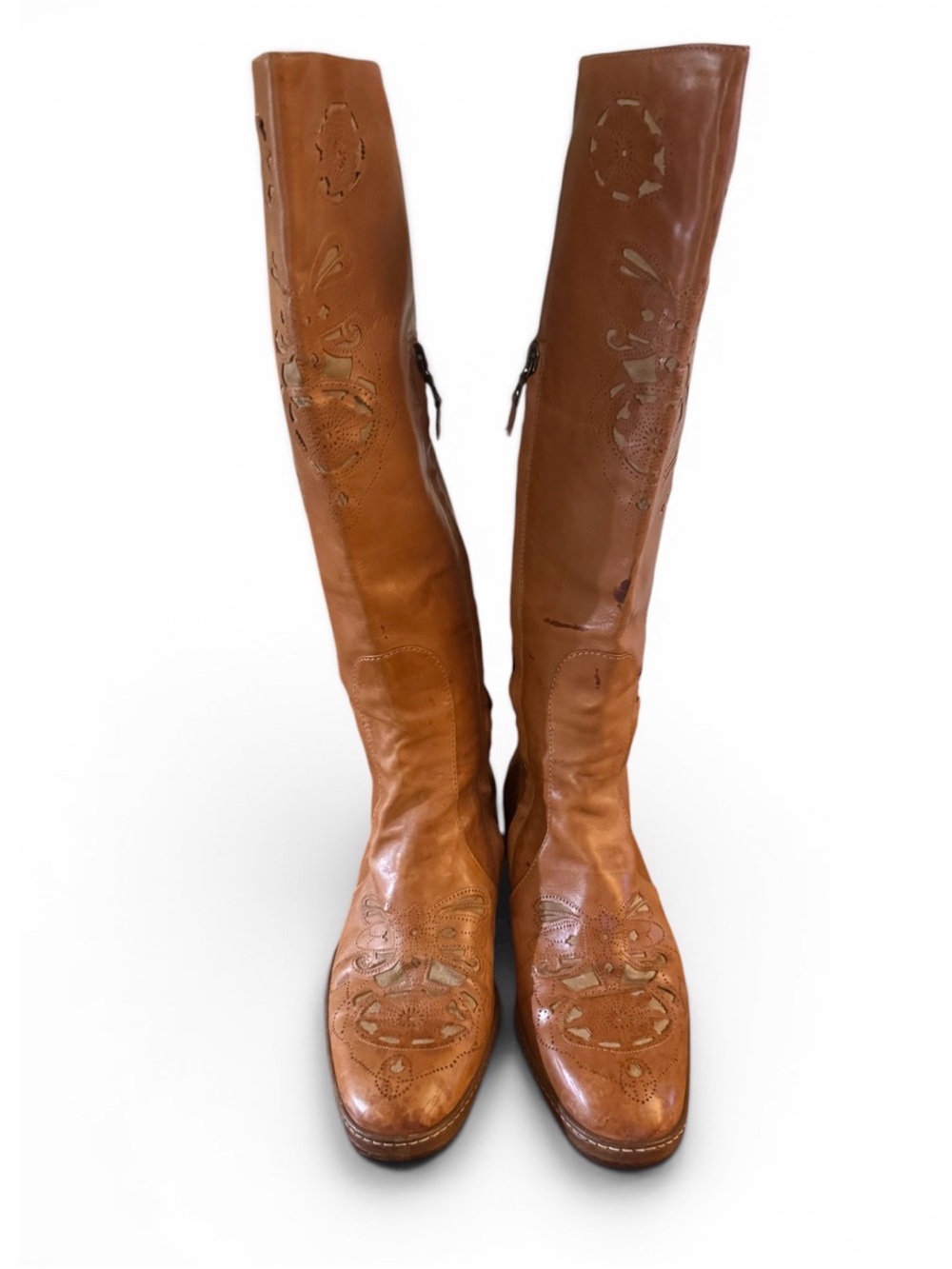 Dries Van Noten Tall Cognac Leather Heeled Boots